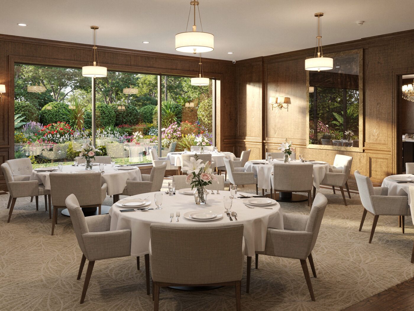 Breakfast being served in the dining room